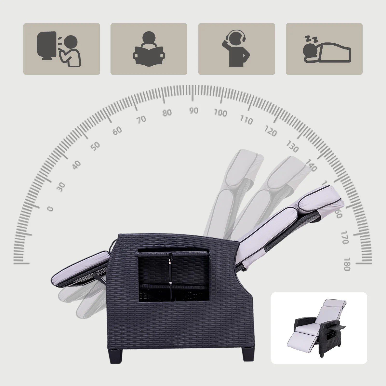 Fauteuil de Jardin Premium avec Tablette — Votre Coin Lecture