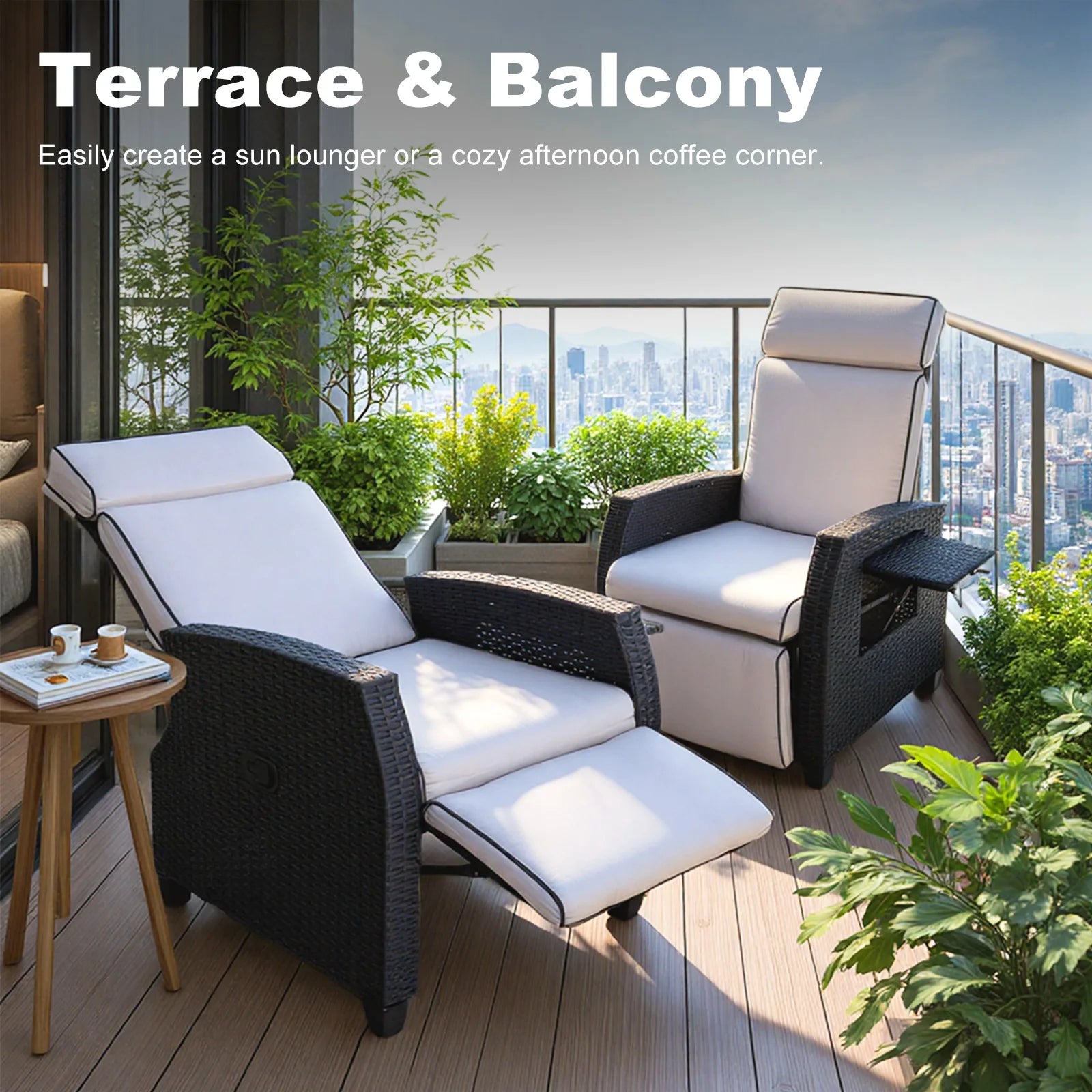 Fauteuil de Jardin Premium avec Tablette — Votre Coin Lecture