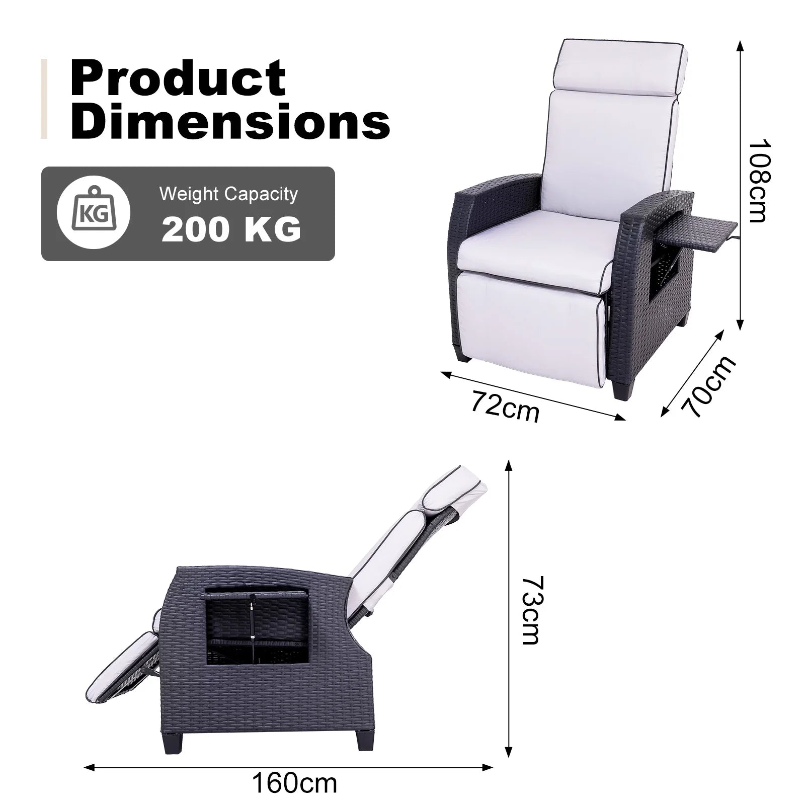 Fauteuil de Jardin Premium avec Tablette — Votre Coin Lecture