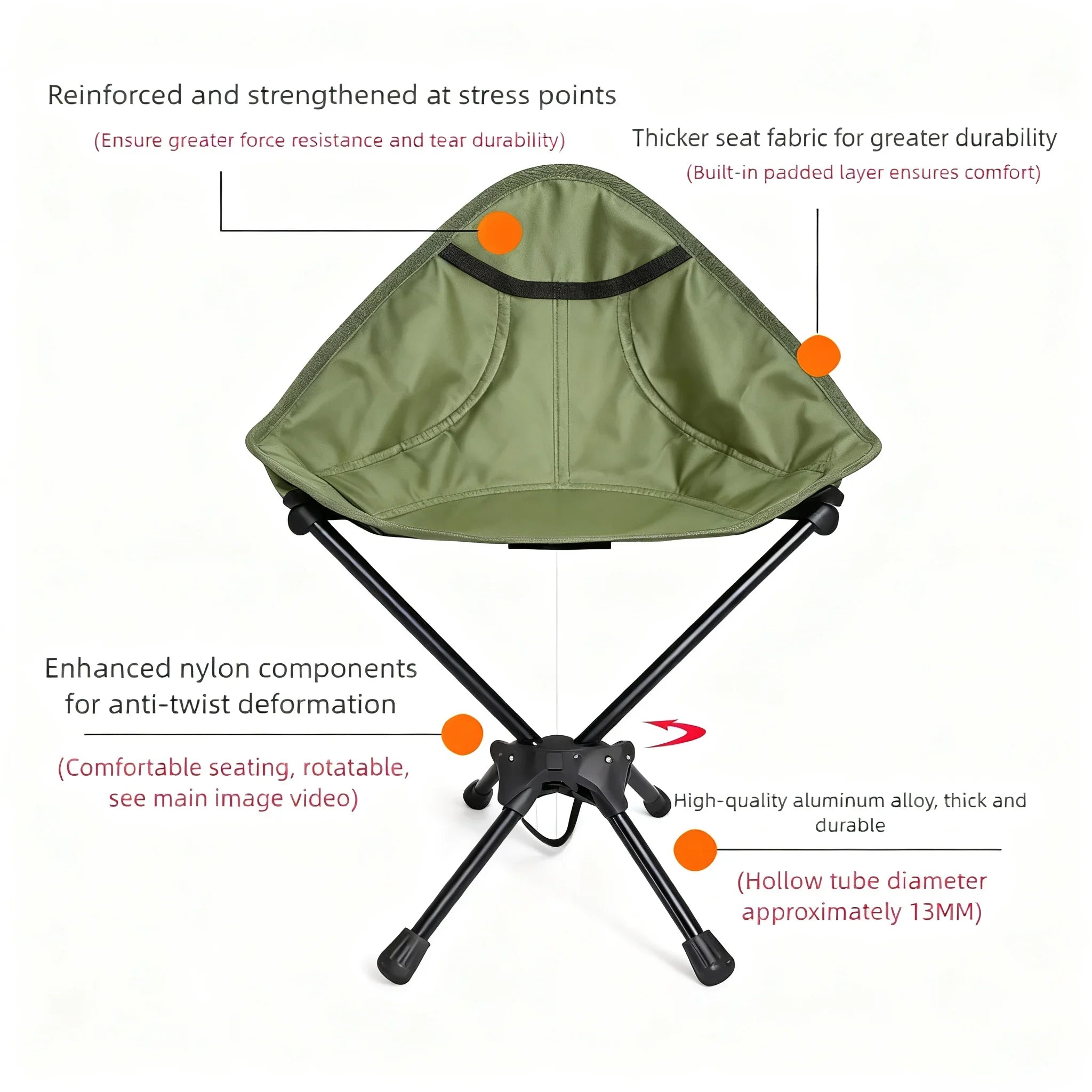 Tabouret Pliant Rotatif 360° — Compact & Malin